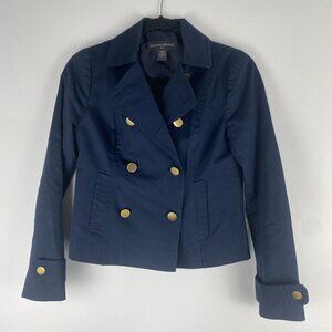 Banana Republic Factory Women's Double Breasted Jacket Size 0 Navy Blue Nautical